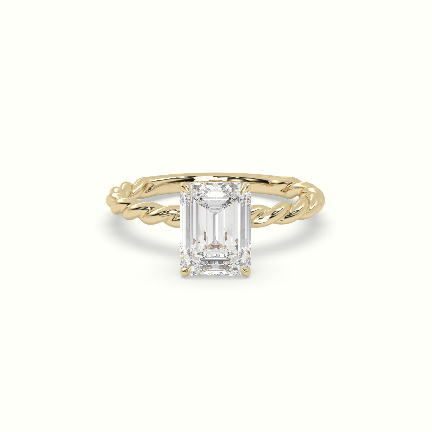 Emerald Cut Diamond Solitaire Engagement Ring — Yellow Gold