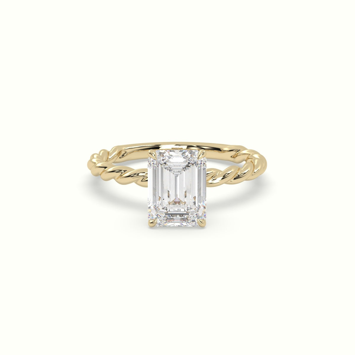 Emerald Cut Diamond Solitaire Engagement Ring — Yellow Gold
