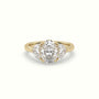 Oval Diamond Trilogy Half Moon Engagement Ring — Yellow Gold