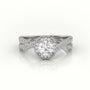 Round Cut Diamond 4 Prongs Scallop Setting Designer Engagement Ring — White Gold