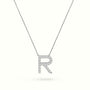 Initial "R" Diamond Necklace - 18k Gold — White Gold