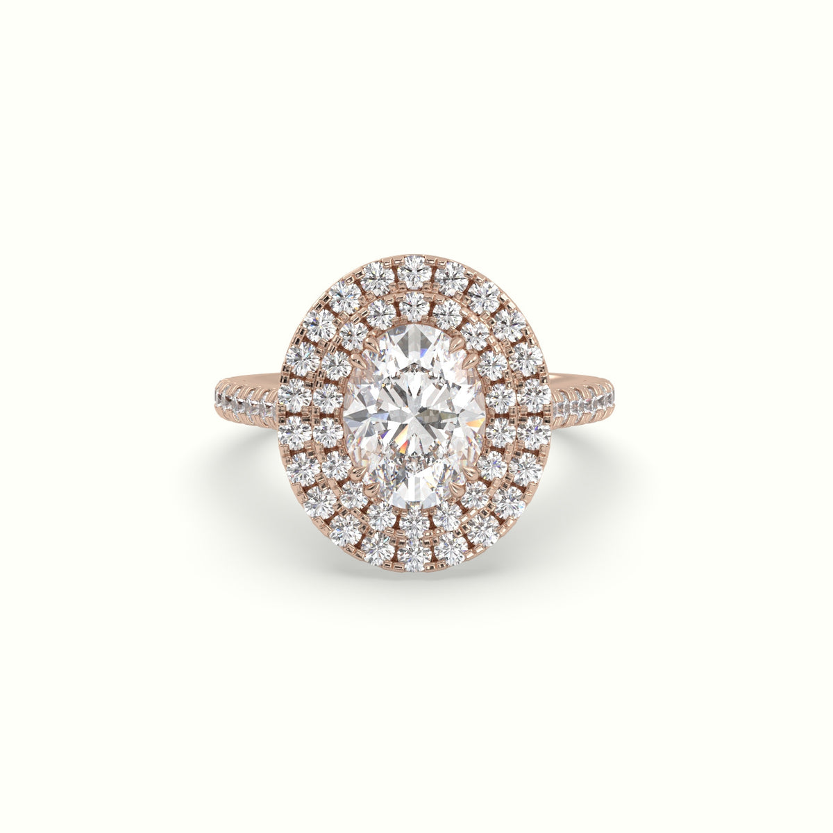 Oval Cut Diamond Halo Engagement Ring — Rose Gold