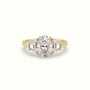 Oval Diamond Trilogy Trapezium Engagement Ring — Yellow Gold