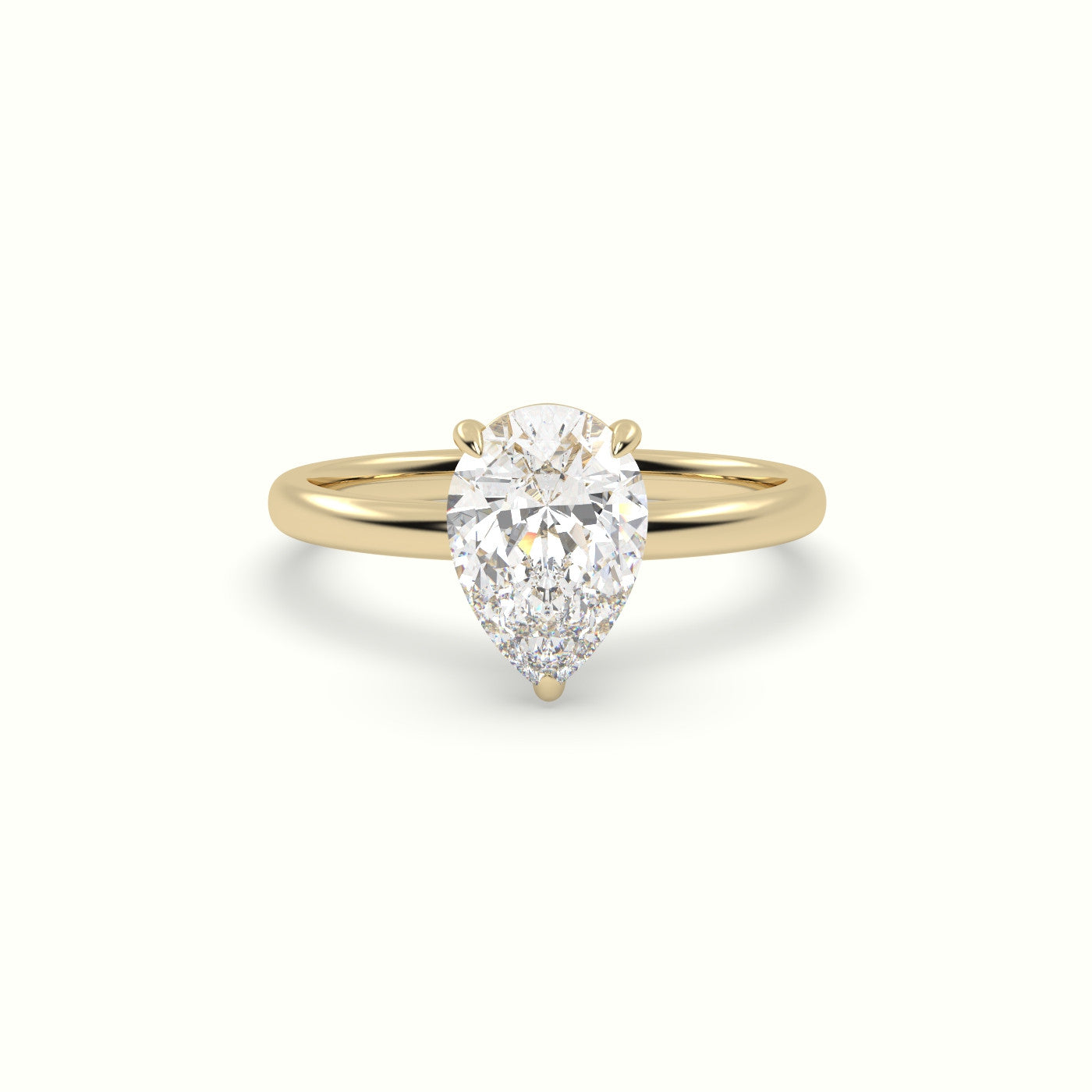 Pear Solitaire Engagement Ring — Yellow Gold