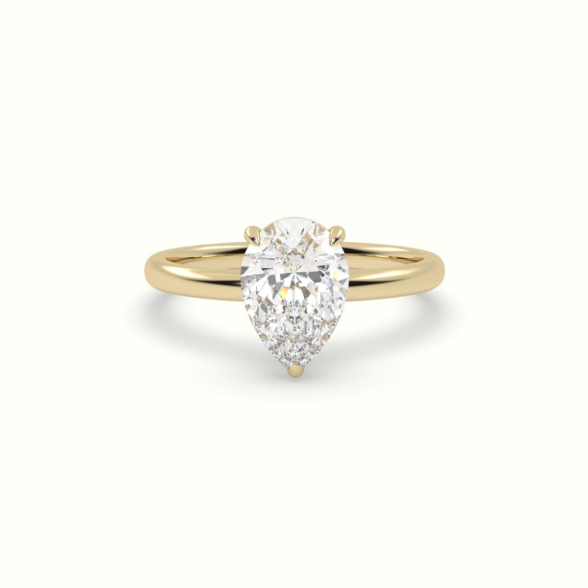 Pear Solitaire Engagement Ring — Yellow Gold