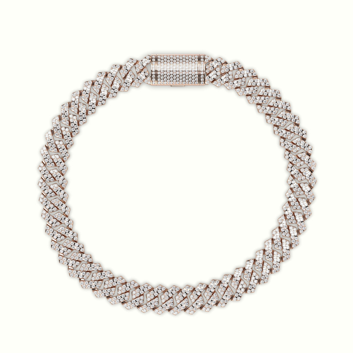 8Mm Diamond Cuban Link Bracelet — Rose Gold
