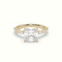 Asscher Cut Diamond Engagement Ring With Marquise And Round Side Stones — Yellow Gold