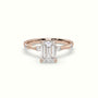 Emerald Diamond Side Stone Engagement Ring — Rose Gold