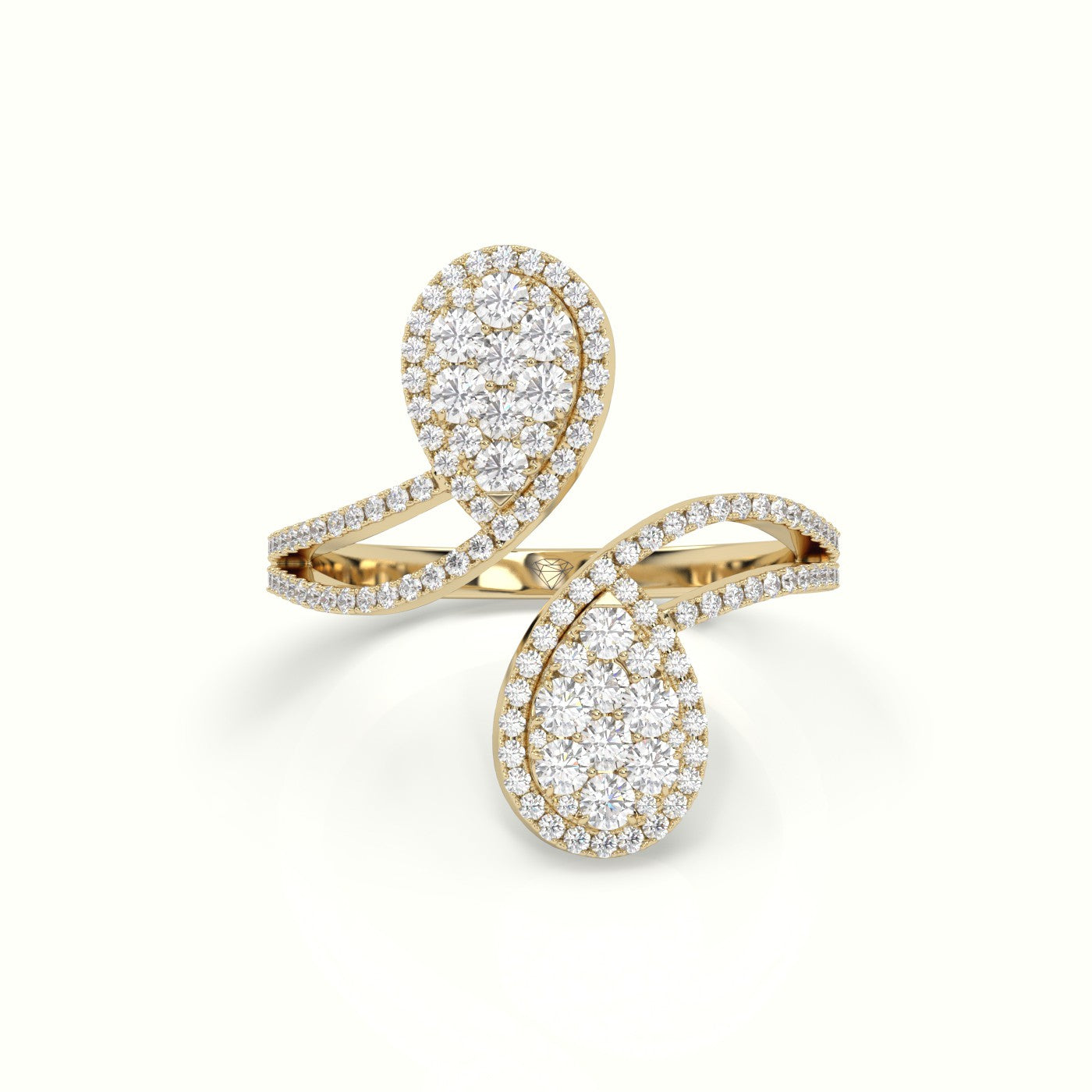 Toi & Moi Pear Shaped Illusion Setting Round Brilliant Diamonds — Yellow Gold