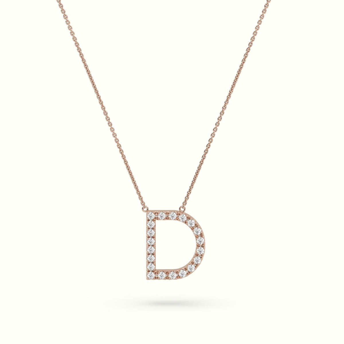 Initial "D" Diamond Necklace - 18k Gold — Rose Gold
