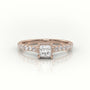 Princess Cut Diamond 4 Prongs Scallop Setting Engagement Ring — Rose Gold