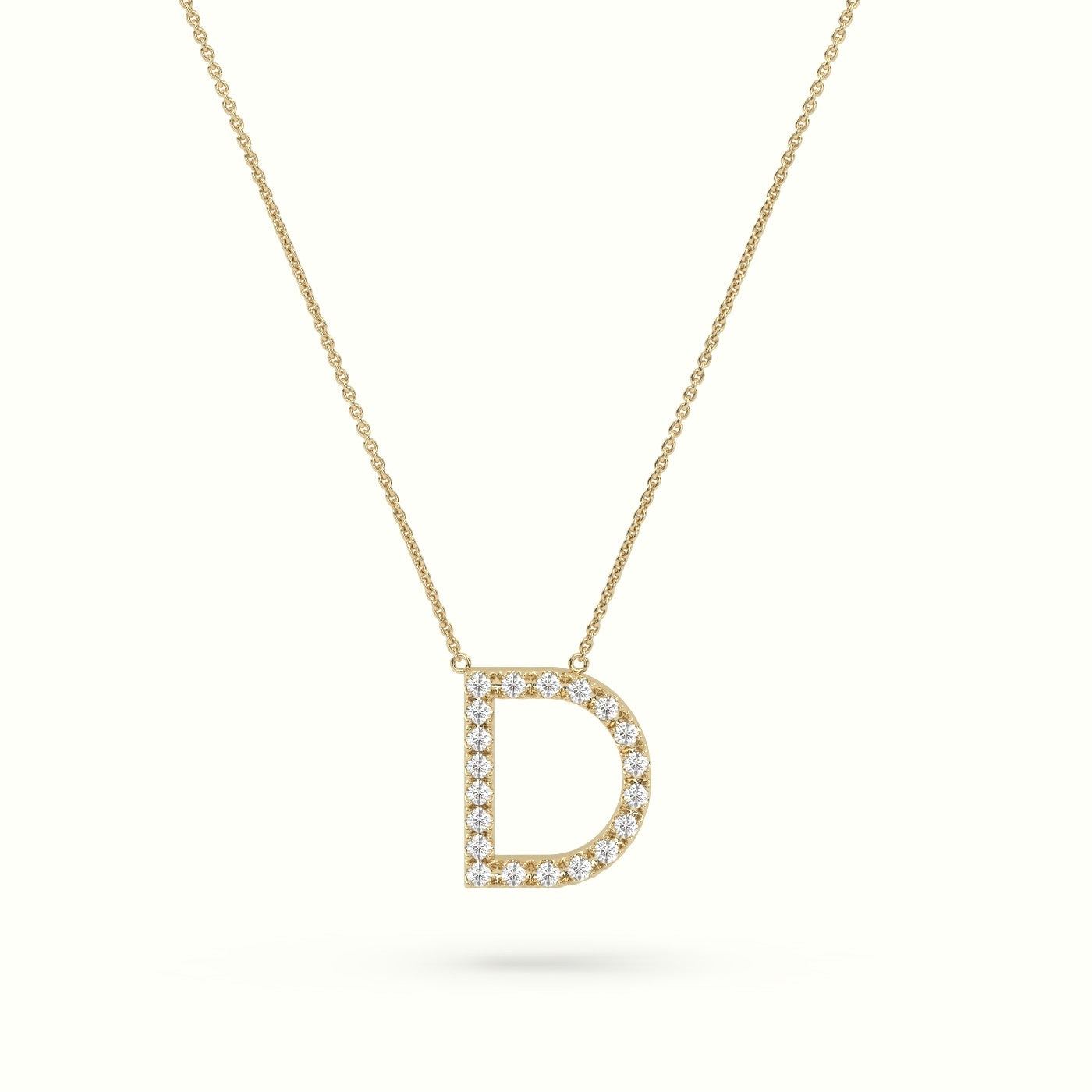 Initial "D" Diamond Necklace - 18k Gold — Yellow Gold