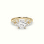 Asscher Diamond Side Stone Engagement Ring — Yellow Gold