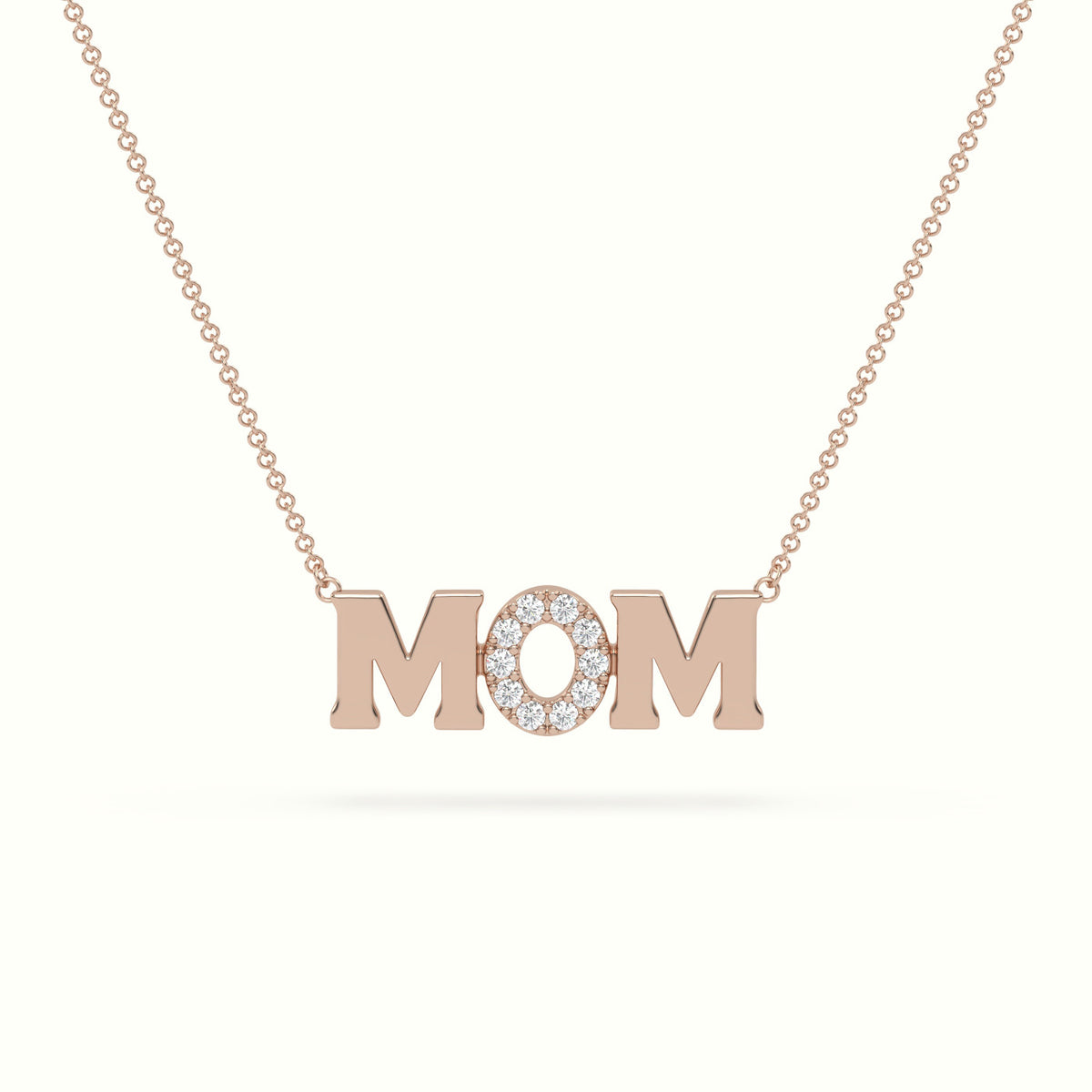 Mom Diamond Necklace — Rose Gold
