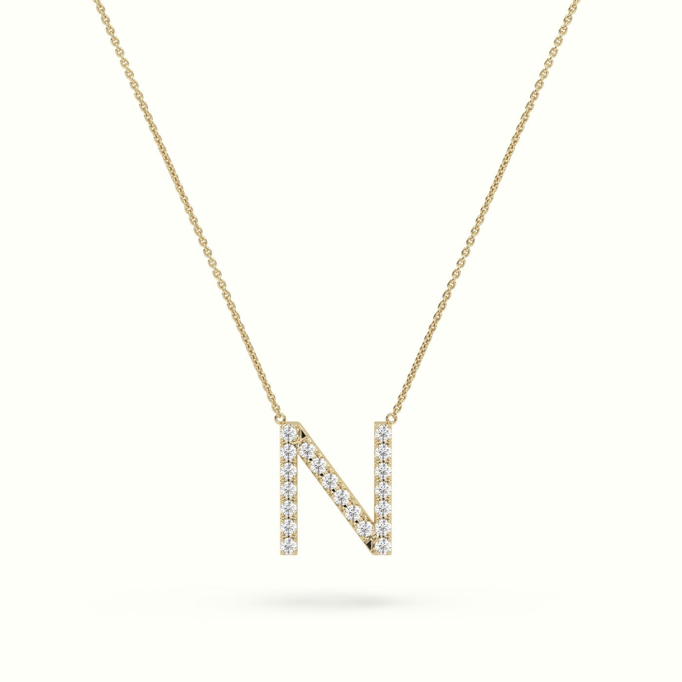 Initial "N" Diamond Necklace - 18k Gold — Yellow Gold