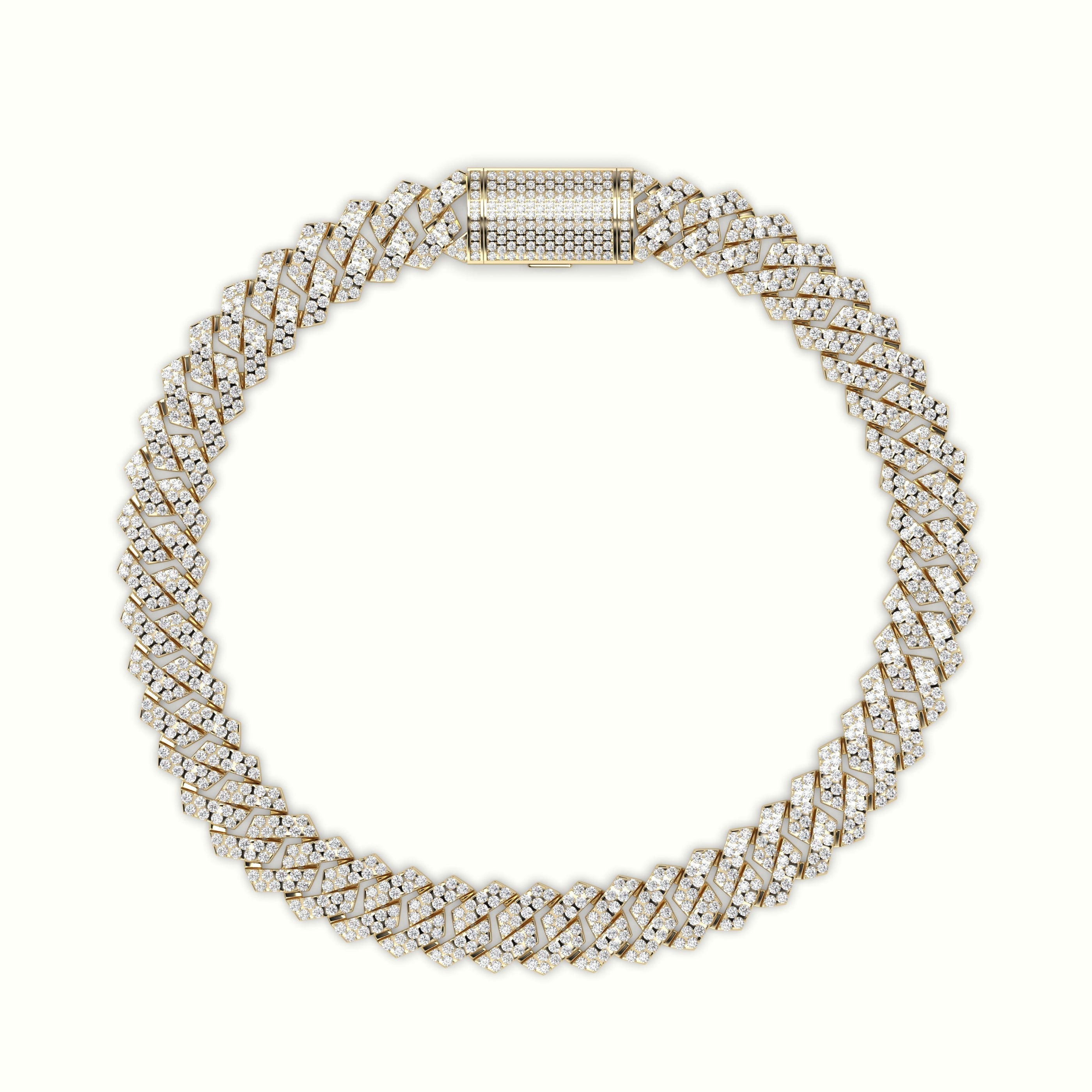 8Mm Diamond Cuban Link Bracelet — Yellow Gold
