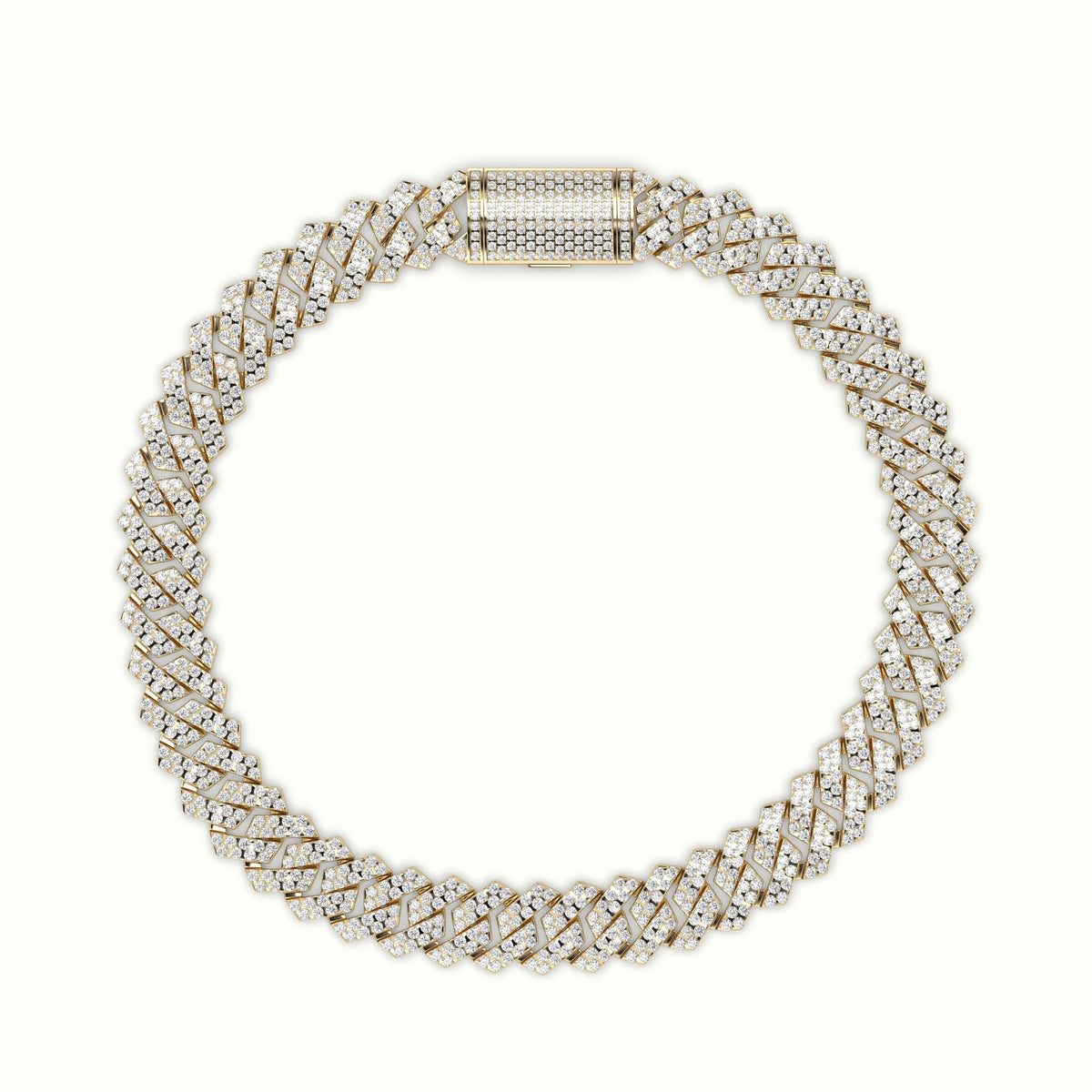 8Mm Diamond Cuban Link Bracelet — Yellow Gold