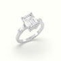 Emerald &Amp; Radiant Cut Diamond Trilogy Engagement Ring — White Gold