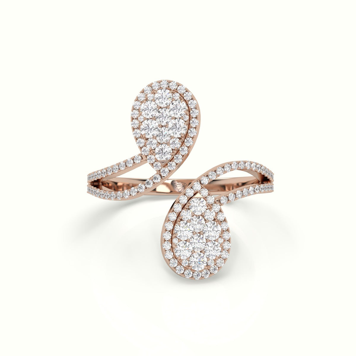 Toi & Moi Pear Shaped Illusion Setting Round Brilliant Diamonds — Rose Gold