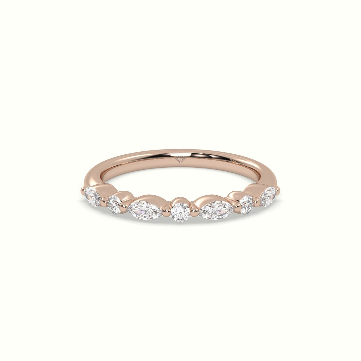 Marquise And Round Diamond Half Eternity Wedding Ring — Rose Gold