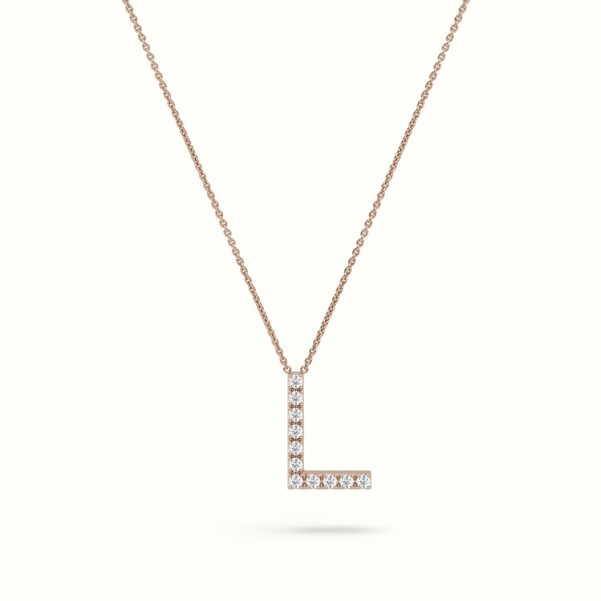 Initial "L" Diamond Necklace - 18k Gold — Rose Gold