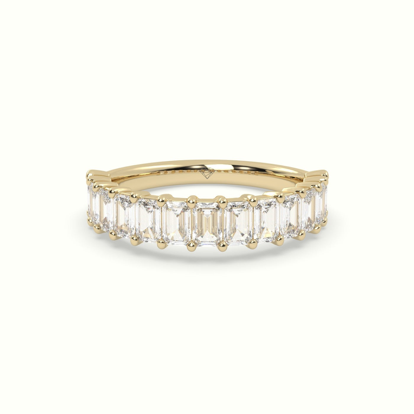 Emerald Cut Diamond Wedding Ring — Yellow Gold