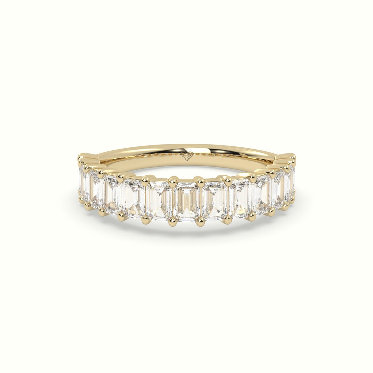 Emerald Cut Diamond Wedding Ring — Yellow Gold