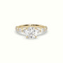 Round Diamond Side Stone Engagement Ring — Yellow Gold