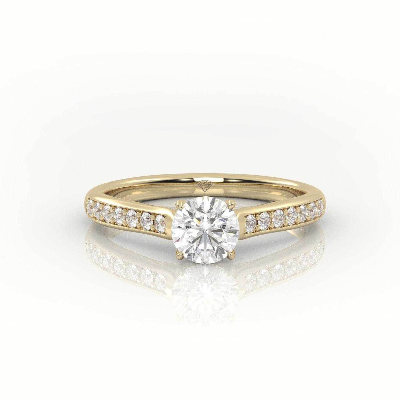 Round Cut Diamond 4 Prongs Channel Setting Engagement Ring — Yellow Gold