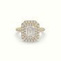 Emerald Cut Halo Diamond Engagement Ring — Yellow Gold