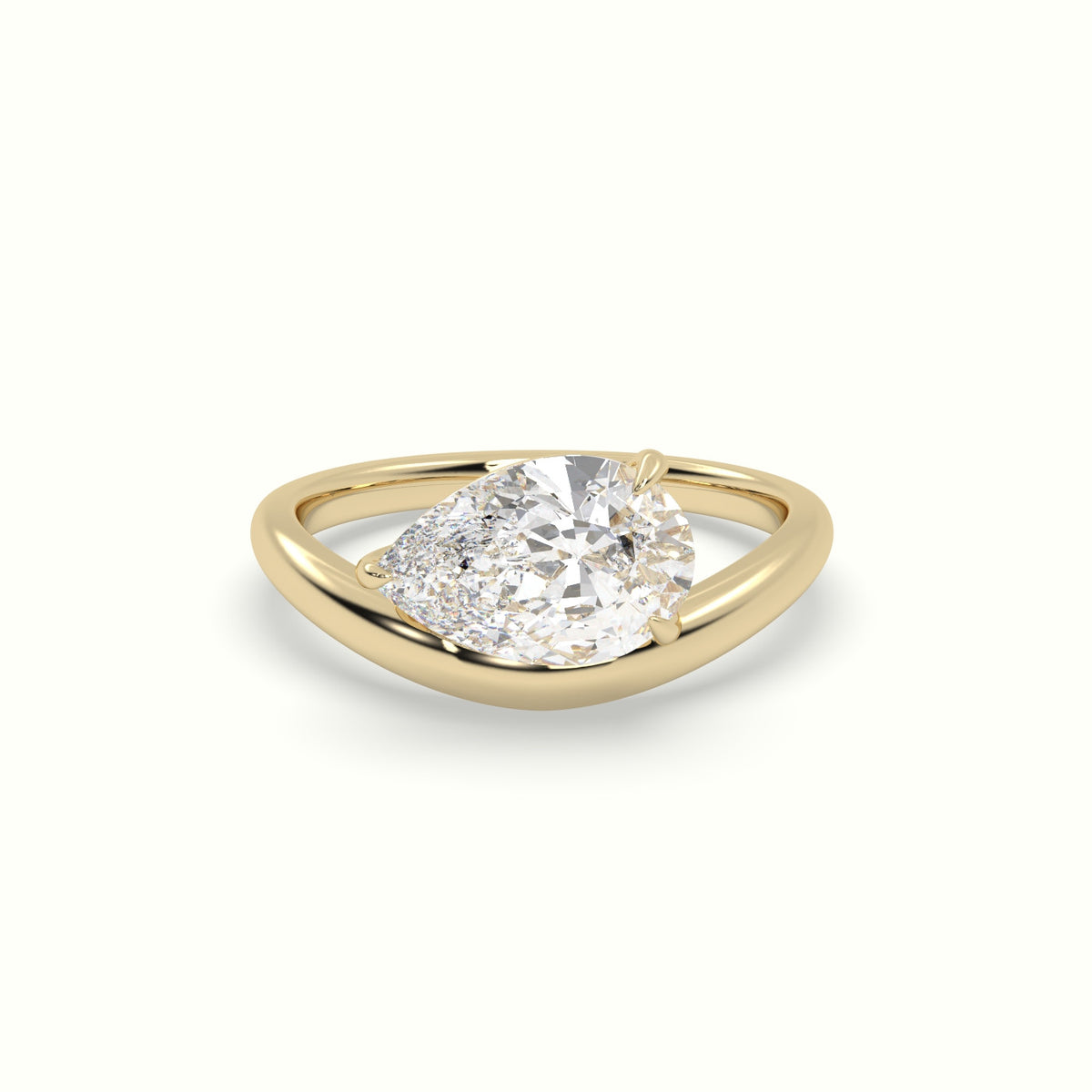 Pear Diamond Solitaire Engagement Ring — Yellow Gold