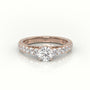 Round Cut Diamond 4 Prongs Pave Setting Engagement Ring — Rose Gold