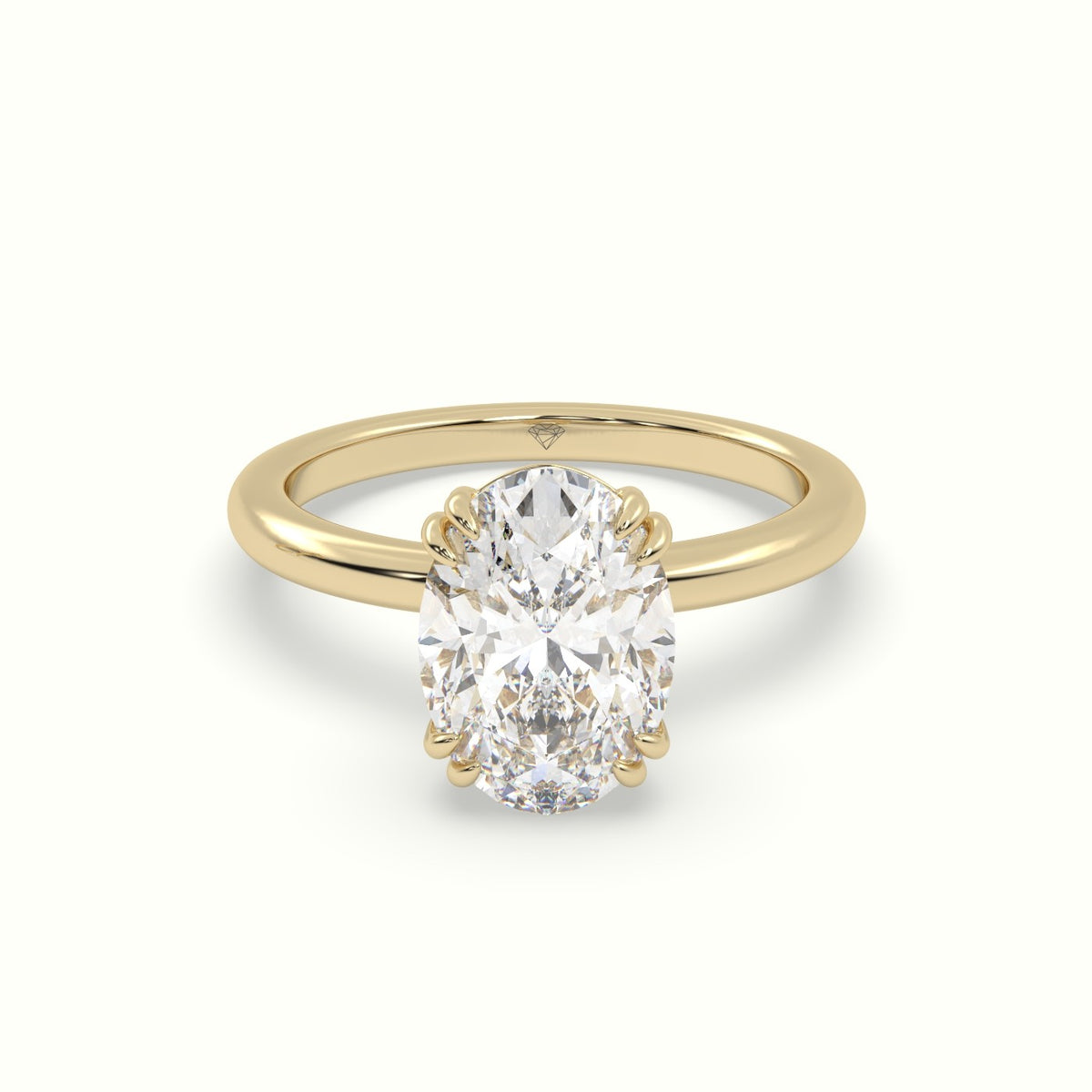 Oval Cut Diamond Solitaire Engagement Ring — Yellow Gold