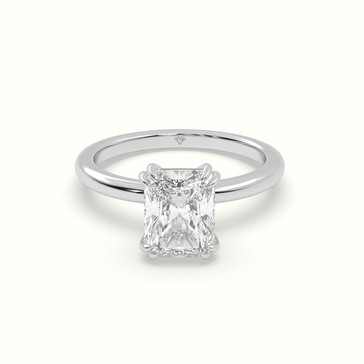 Radiant Cut Diamond Solitaire Engagement Ring — White Gold