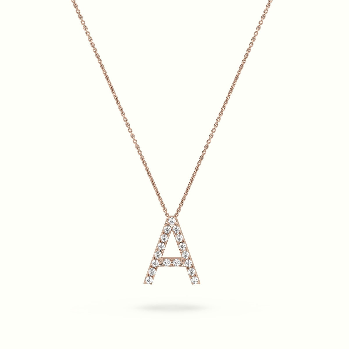 Initial "A" Diamond Necklace - 18k Gold — Rose Gold