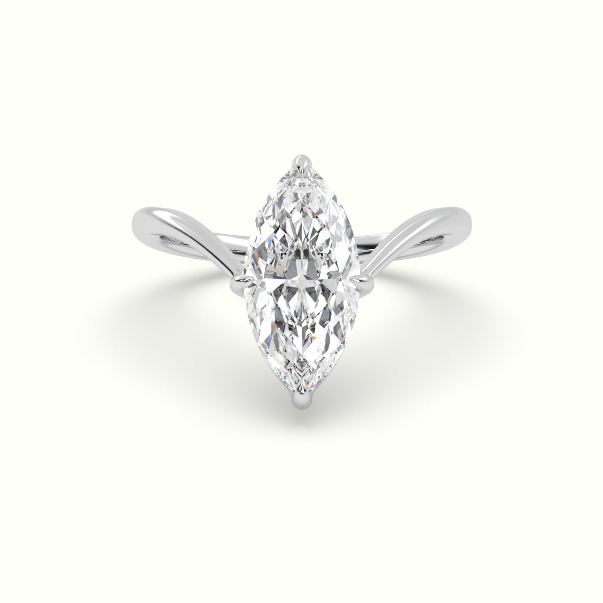 Marquise Solitaire Engagement Ring — White Gold