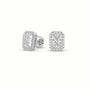 Radiant Cut Solitaire Lab-Grown Diamond Halo Stud Earrings 18K White Gold