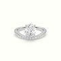 Oval Diamond Solitaire Curved Pavé Engagement Ring — White Gold