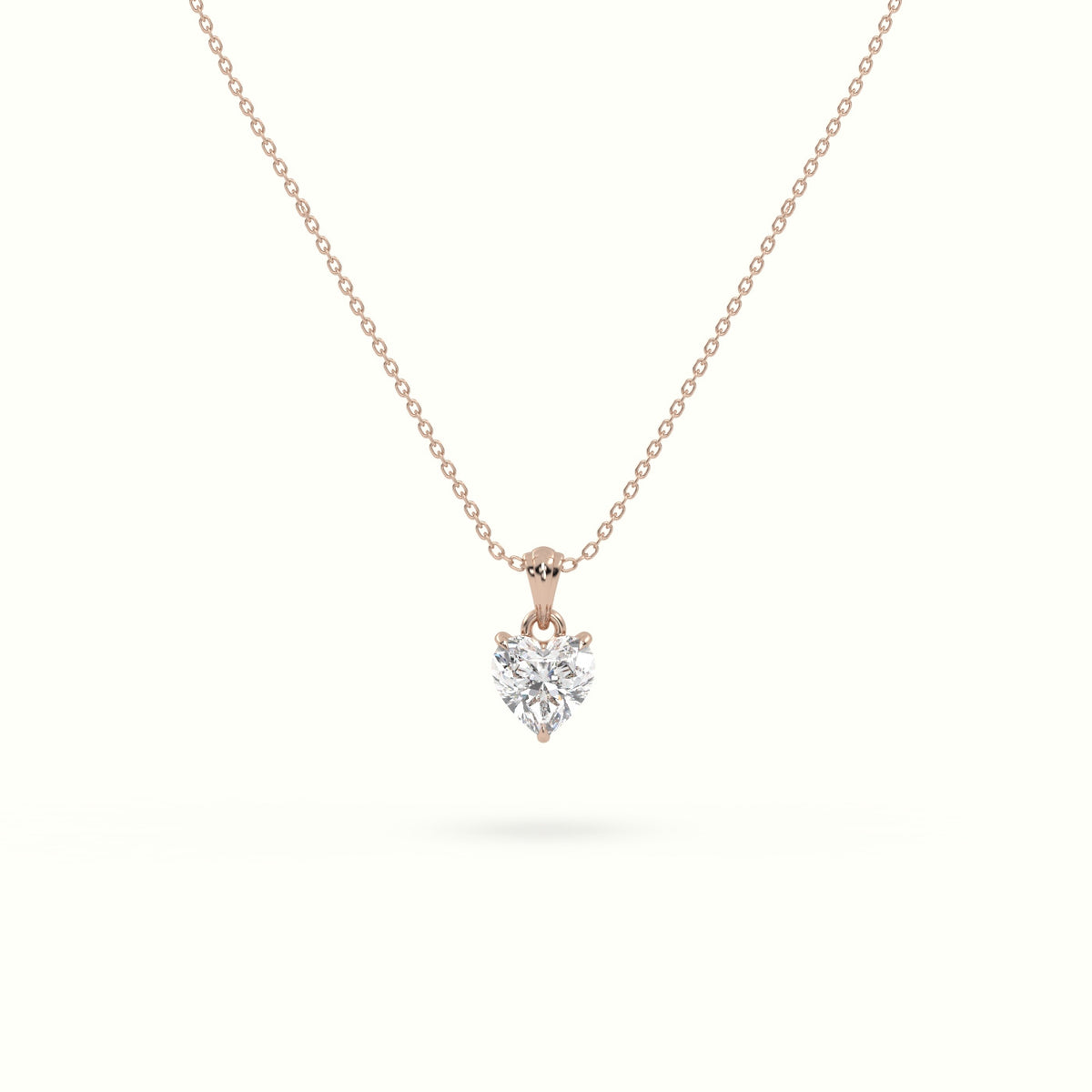 Heart Cut Solitaire Diamond Pendant — Rose Gold