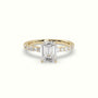 Emerald Cut Diamond Pave Engagement Ring — Yellow Gold
