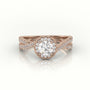 Round Cut Diamond 4 Prongs Scallop Setting Designer Engagement Ring — Rose Gold