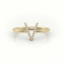 Round Cut Diamonds “V” Initials Monogram Alphabet Ring — Yellow Gold