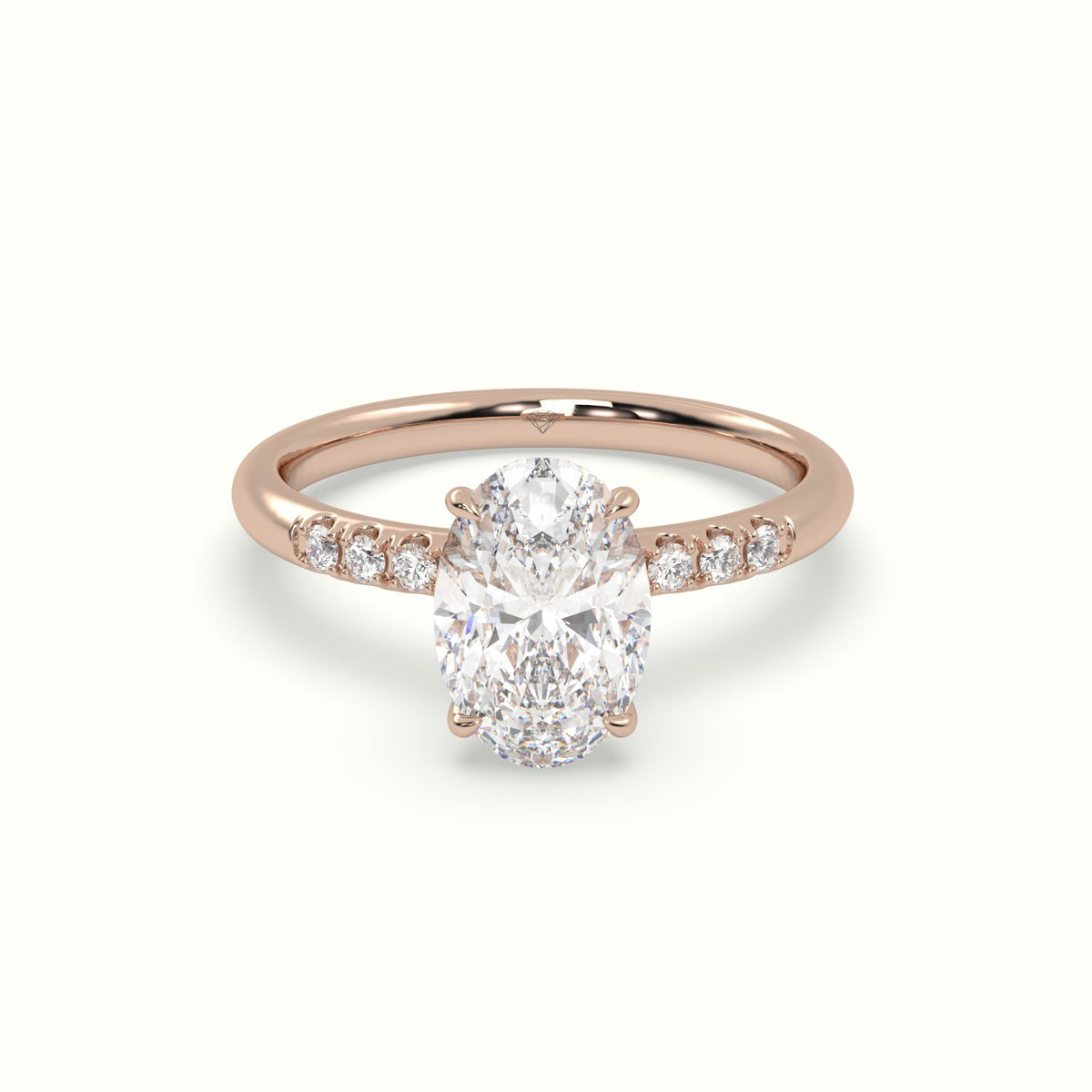Oval Cut Diamond Pave Engagement Ring — Rose Gold