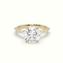 Round Cut Diamond Engagement Ring With Marquise And Round Side Stones — Yellow Gold