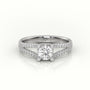 Round Cut Diamond Designer Vintage Setting Engagement Ring — White Gold