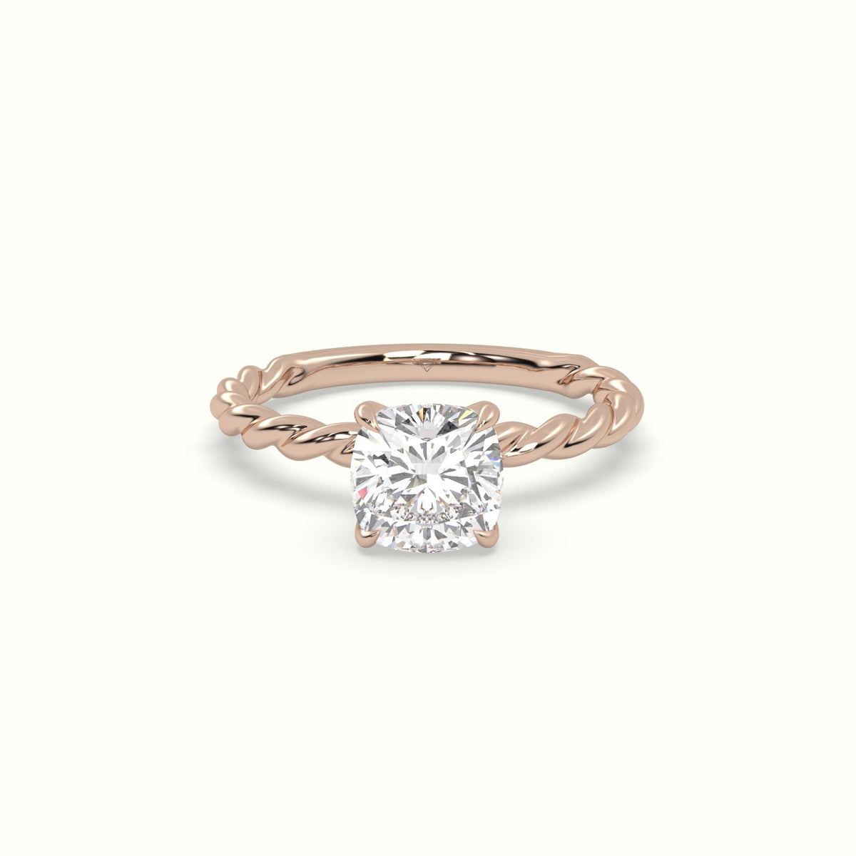 Cushion Cut Diamond Solitaire Engagement Ring — Rose Gold