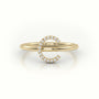 Round Cut Diamonds “C” Initials Monogram Alphabet Ring — Yellow Gold