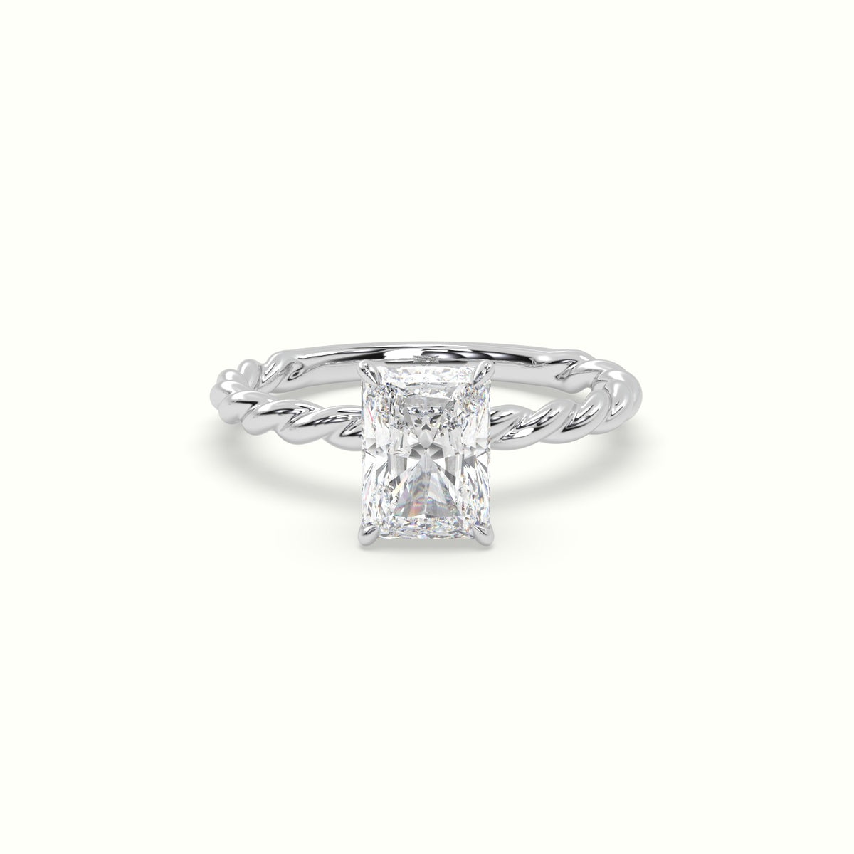 Radiant Cut Diamond Solitaire Engagement Ring — White Gold
