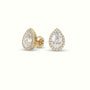 Pear Cut Solitaire Lab-Grown Diamond Halo Stud Earrings 18K Yellow Gold
