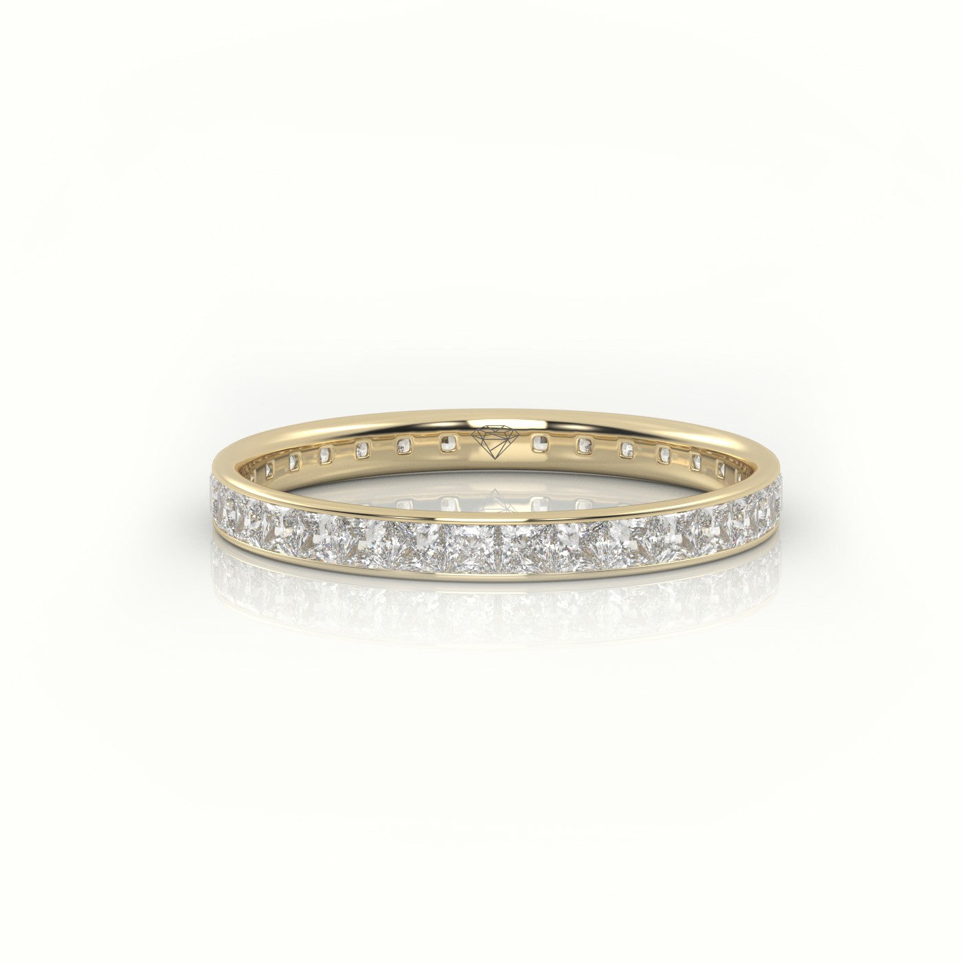 Princess Cut Diamond Channel Setting Eternity Wedding Band — Yellow Gold